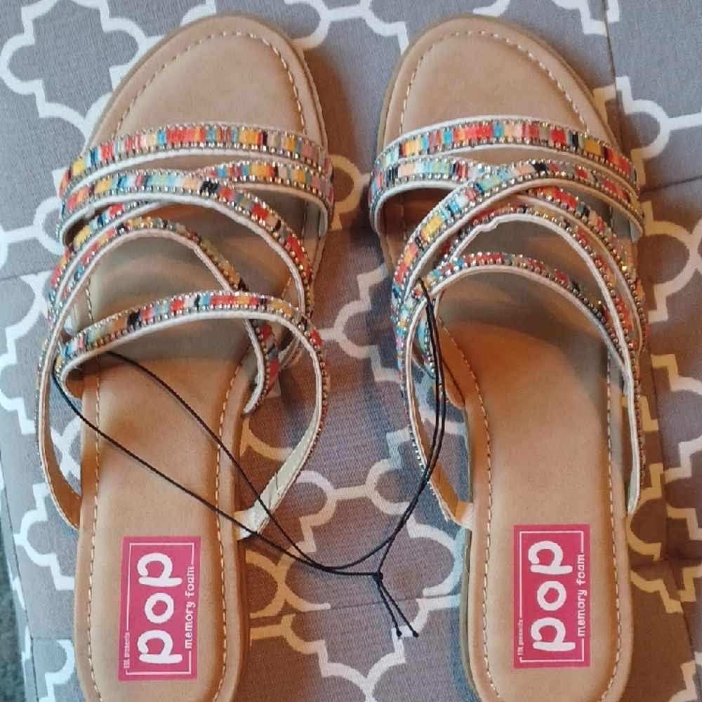 Pop Women's Multicolor Beaded Sandals